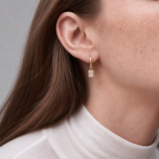 Dangling Baguette Hoop Earrings
