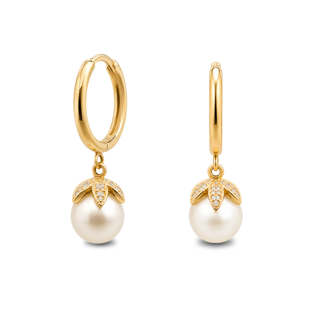 Dangling White Hoop Earrings