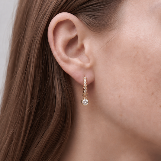 Dangling Stone Hoop Earrings
