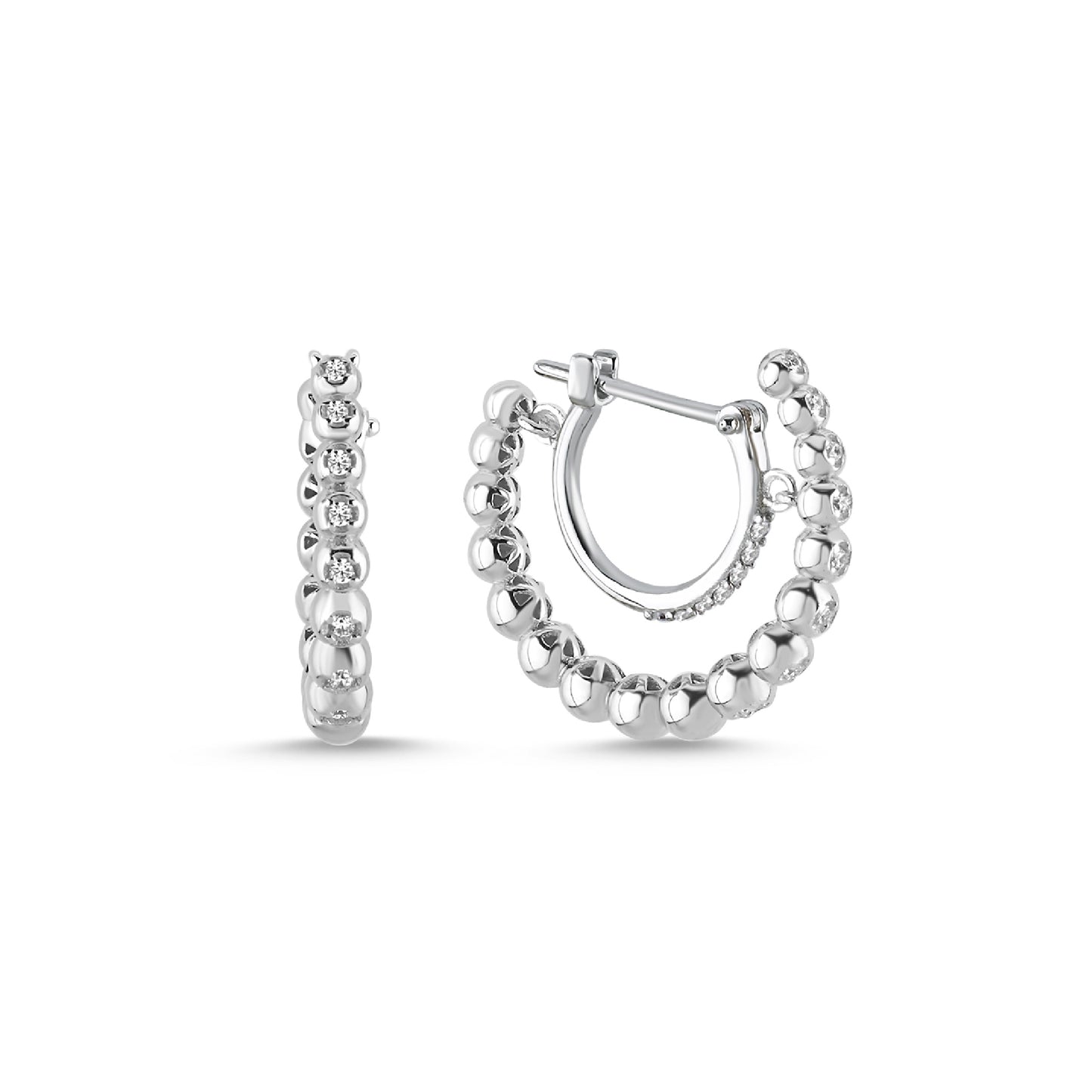 Sallantılı Beyaz Halka Küpe