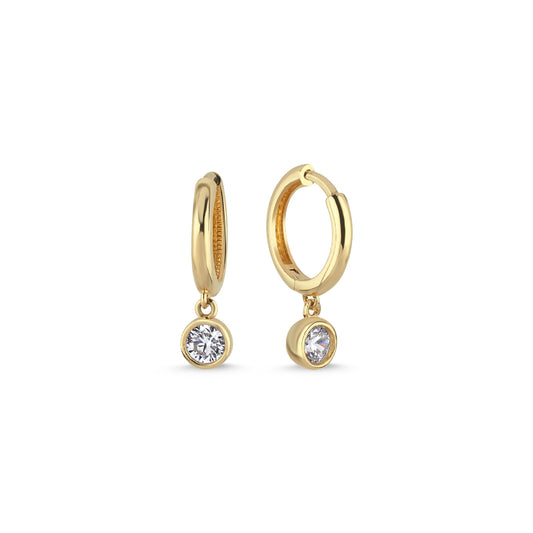 Dangling Round Stone Hoop Earrings