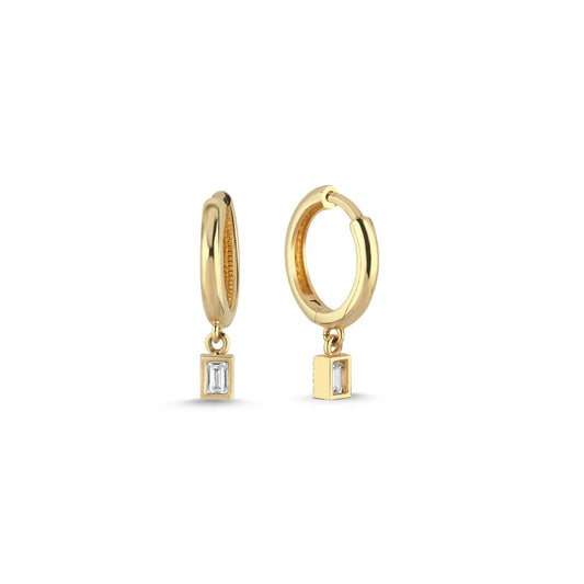 Dangling Mini Baguette Hoop Earrings