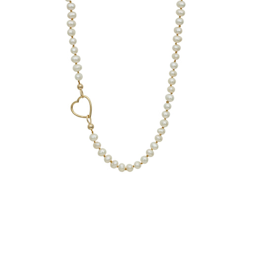 Kalp Kilitli Altın Düğümlü İnci