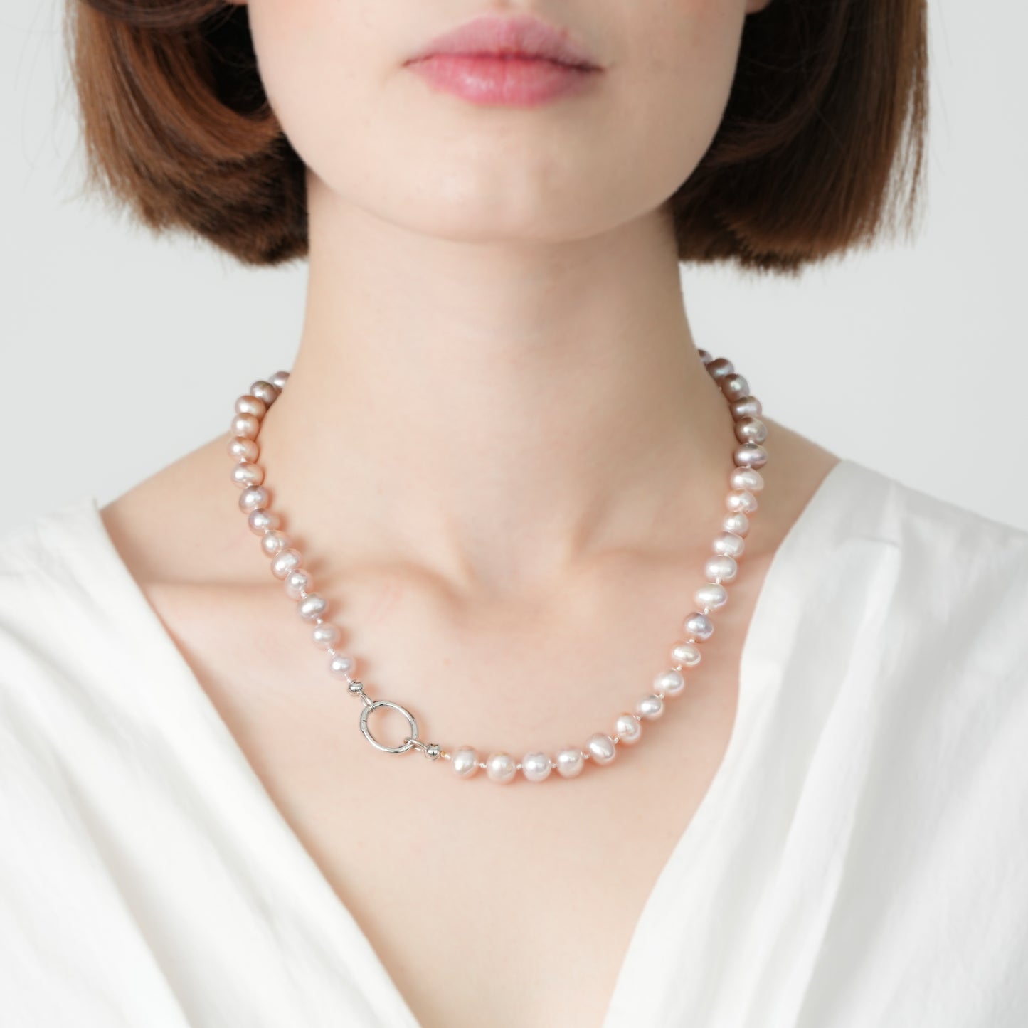 Beyaz Düğümlü Pembe İnci