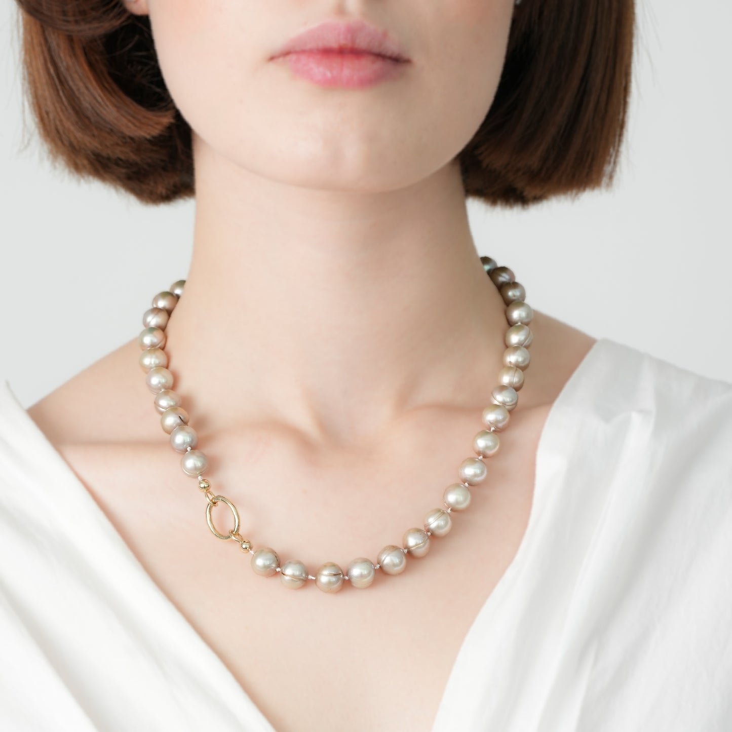 Gri Düğümlü Çok Renkli İnci