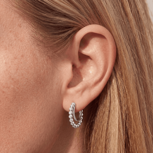 Dangling White Hoop Earrings